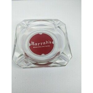 Vintage Ashtray Harrah's Reno and Lake Tahoe  Clear Glass PO Pre-owned